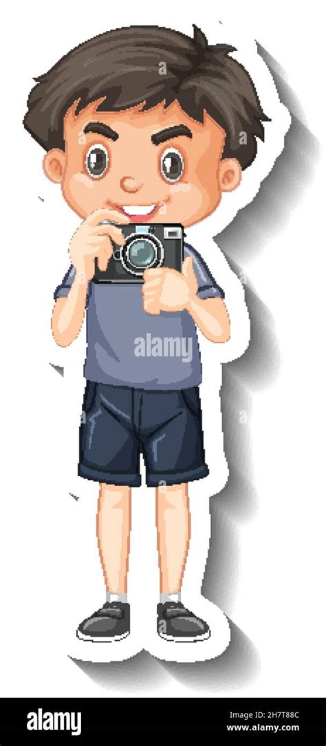 Photographer Boy Cartoon Character Illustration Stock Vector Image