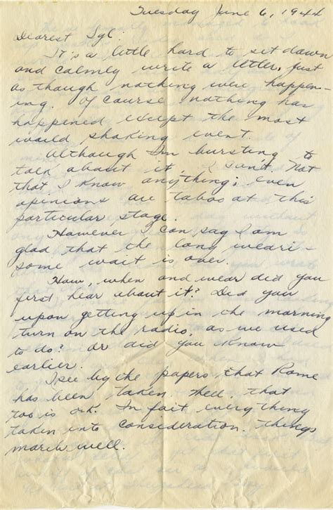 D Day Correspondence Between A Soldier And His Wife 1944 Gilder