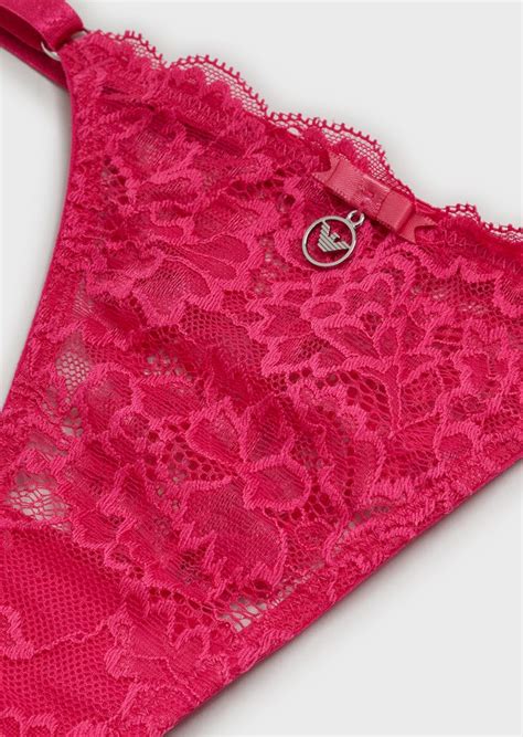 Floral Lace Thong Woman Emporio Armani