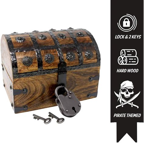 Vintage Style Pirate Treasure Chest With Iron Lock And Skeleton Etsy