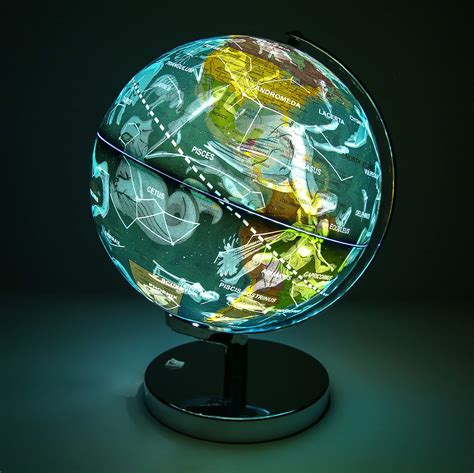 Exerz Illuminated World Globe 23cm Diameter Metal Base 2 In 1 Light