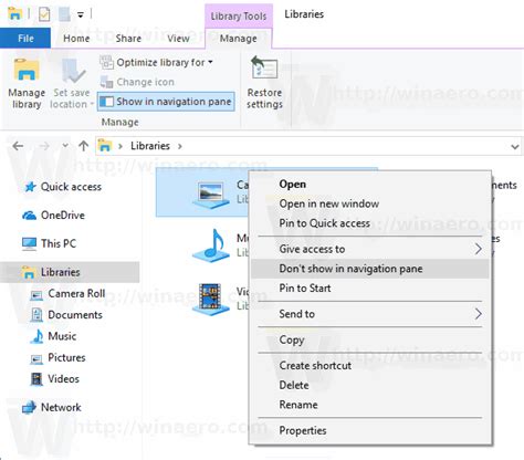 Add Or Remove Library From Navigation Pane In Windows 10