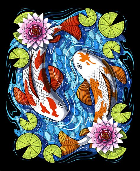 Japanese Koi Fish Digital Art By Nikolay Todorov Fine Art America