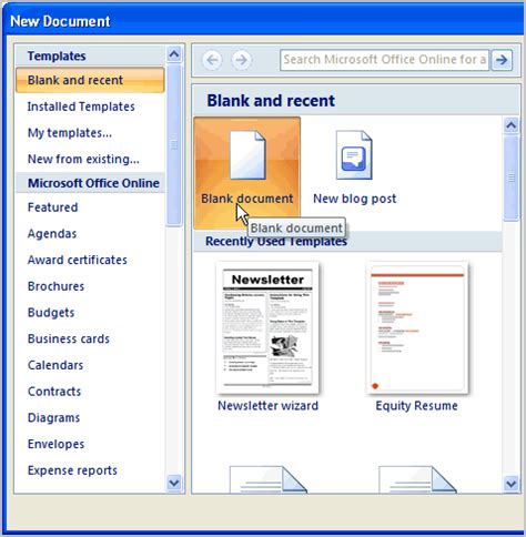 Word 2007 Creating A New Document