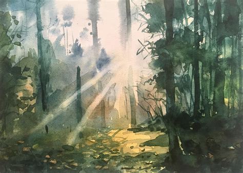 Lighting In A Forest Watercolor On Paper Size 15 X 11 Inches Iredd