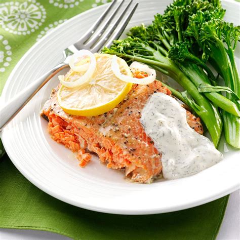Salmon With Creamy Dill Sauce Recipe Taste Of Home