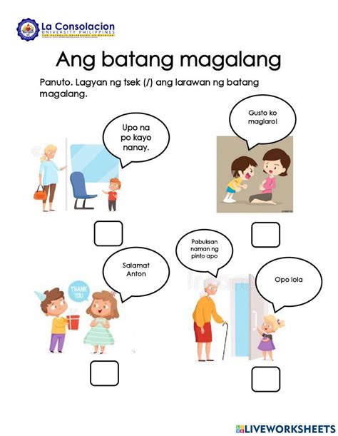Ang Batang Magalang Interactive Worksheet Live Worksheets
