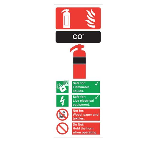 Fire Extinguisher Co2 Sign Rigid 75x20cm First Aid Supplies