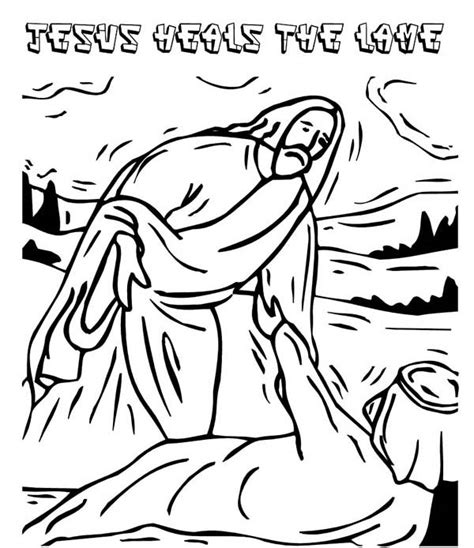 Gambar Bible Jesus Heals Lame Helping Coloring Pages Sky Christian Di