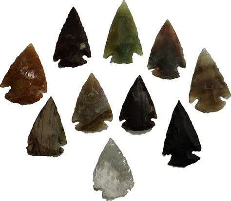 10 Pcs Flint Knapping Arrowheads 25 To 35cm Stone Age Reproductions