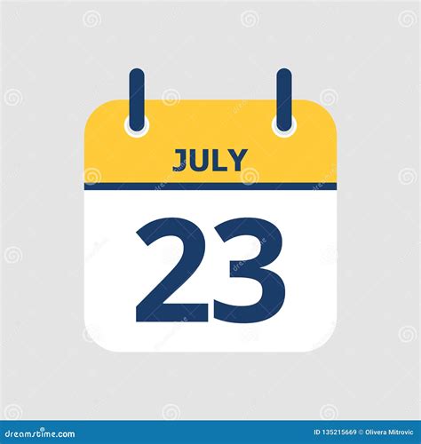Calendar 23rd Of July Stock Vector Illustration Of Annual 135215669