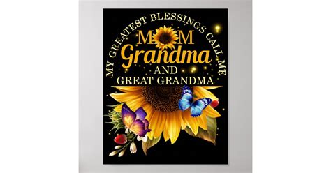 Blessings Call Me Mom Grandma Great Grandma Poster Zazzle