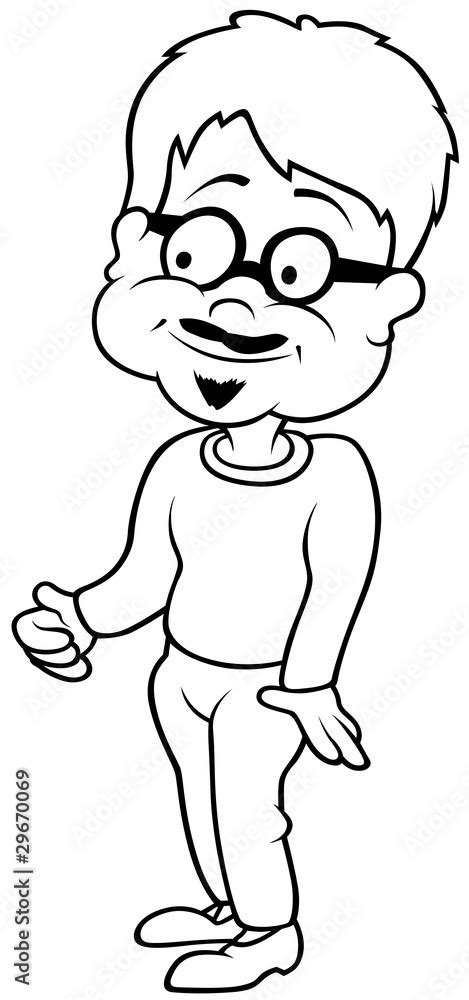 Uncle Black And White Cartoon Illustration Stock Illustration Adobe