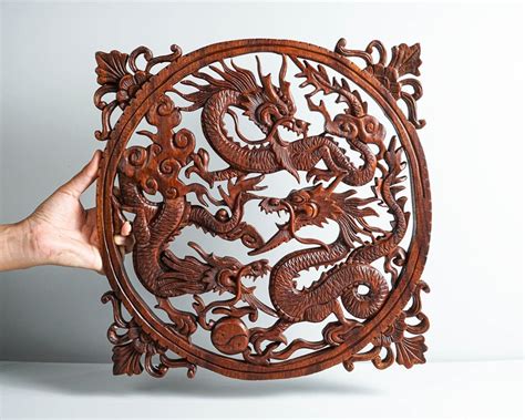 Chinese Dragon Wall Decor Dragon Wall Art Wood Carving Etsy