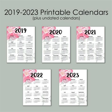 2021 2023 Monthly Printable Calendars Floral Edition Instant Etsy