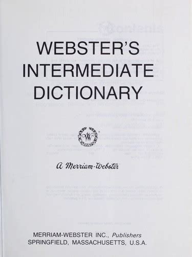 Merriam Websters Intermediate Dictionary 1994 Edition Open Library