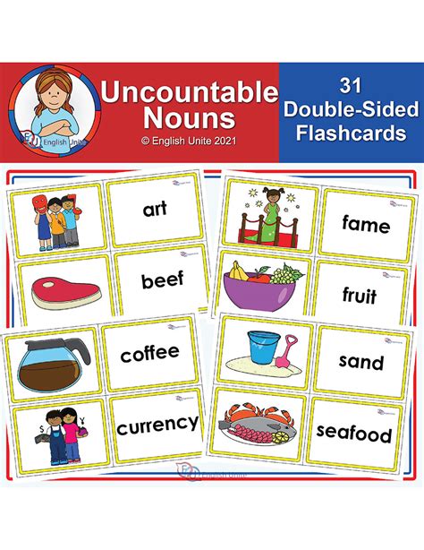 Countable Uncountable Nouns Foods With Flashcards Unc