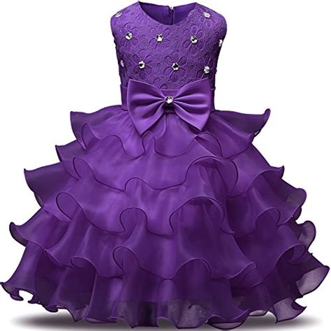 Nnjxd Girl Dress Kids Ruffles Lace Party Wedding Dresses Size 130 5 6