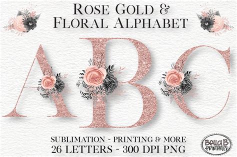 Materials Rose Gold Alphabet Rose Gold Letters Clipart Rose Gold Font
