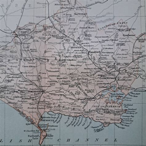 1873 Dorset County Map Original Antique Map England English County