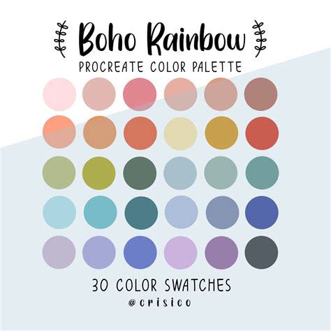 Boho Rainbow Procreate Color Palette Color Swatches Boho Rainbow Color The Best Porn Website