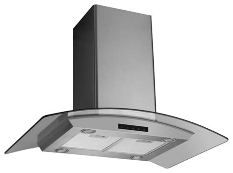 Stainless steel oven hoods and exhaust fans. 30" Stainless Steel Island Hood with Arched Glass by ...