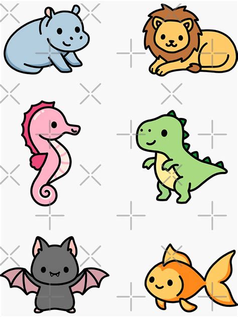 Cute Animal Sticker Pack 8 Sticker For Sale By Littlemandyart Redbubble