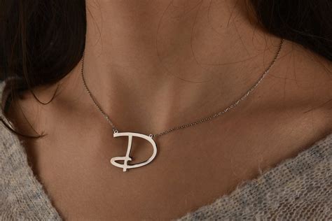 Capital S Necklace Gold Rose Gold Silver Initial Necklace Statement