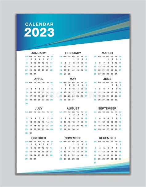 Wall Calendar 2023 Template Desk Calendar 2023 Design Week Start