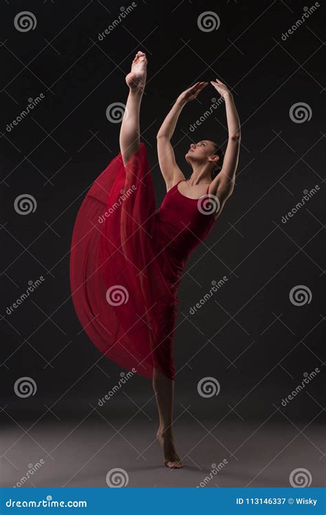 beautiful girl in red dress dancing gracefully stock image image of fulllength erotic 113146337