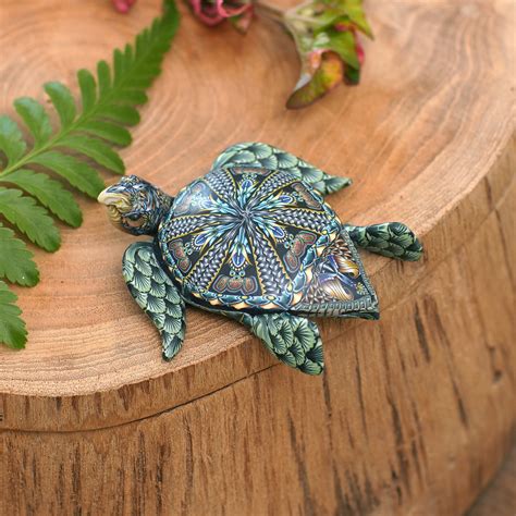 Polymer Clay Sea Turtle Sculpture 26 Inch From Bali Vibrant Sea
