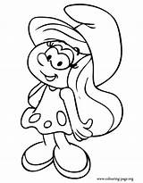 Coloring Smurf Smurfs Smurfette Female Pretty Pages Colouring Color sketch template