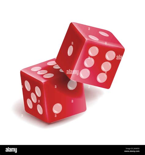 Playing Dice Vector Set Realistic 3d Illustration Of Two Red Dice With