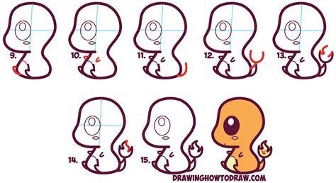 How To Draw Cute Kawaii Chibi Charmander From Pokemon In Easy Step