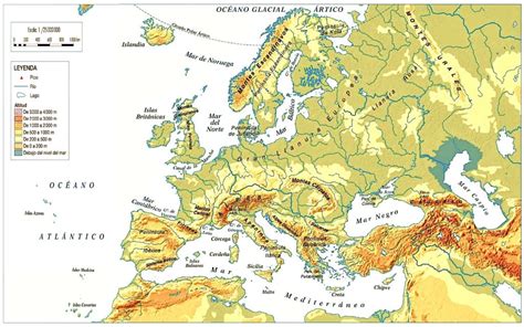 Mapa De Europa Físico 🥇 ImÁgenes Mapas Del Continente Europeo