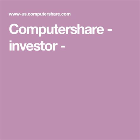 Computershare Investor Investors How To Plan Investing