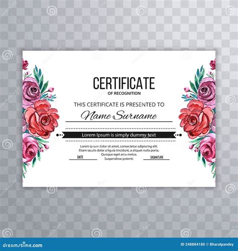 Beautiful Flower Certificate Template For Achievements Diploma Design