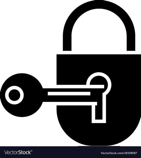 Lock With Key Icon Blac Royalty Free Vector Image