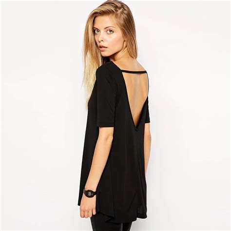 Brand T Shirts Women Fashion 2016 Plus Size Backless Top Open Back Sexy
