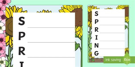Free Printable Spring Acrostic Poem Template Free Printable Templates
