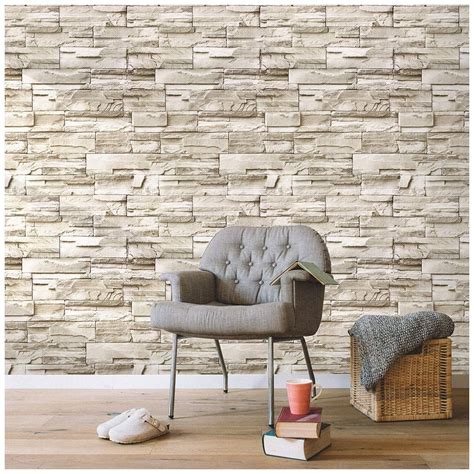 Haokhome 13991 Faux Stacked Stone Peel And Stick Wallpaper Taupetan