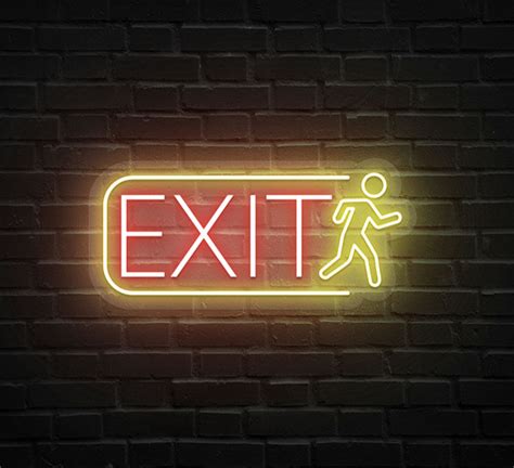 Sturdy Exit Neon Sign Printed Exit Neon Sign Au