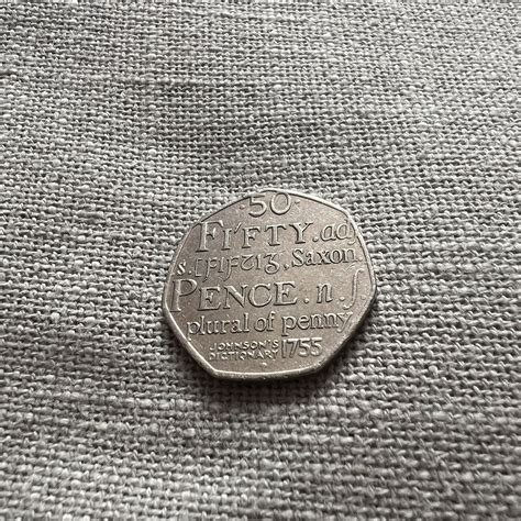 2005 Rare 50p Fifty Pence Coin Johnsons Dictionary 1755 Saxon Plural