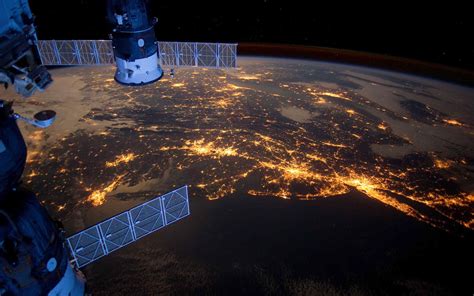 City 1080p Light Night Iss International Space Station Earth