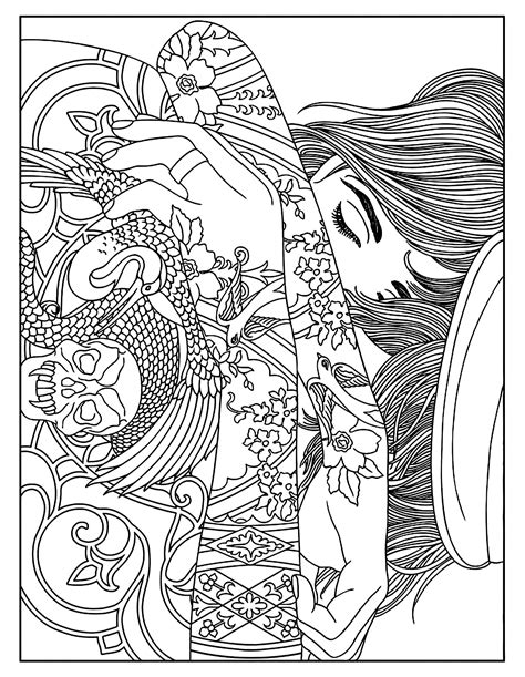 woman tattoos tattoos adult coloring pages