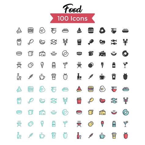 Food Icon Set Vector 628891 Vector Art At Vecteezy