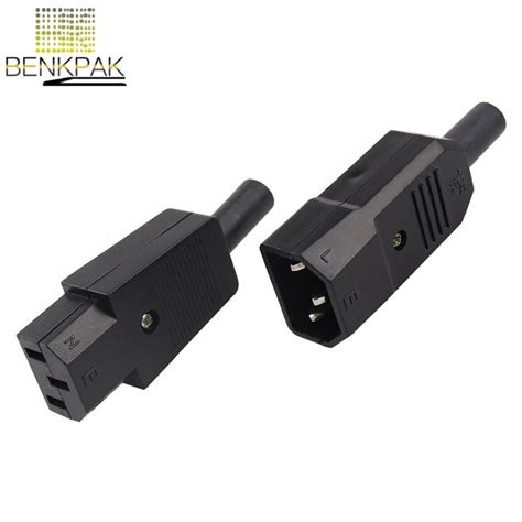 10a 250v Black Iec C13 C14 Femaleandmale Plug Rewirable Power Connector 3