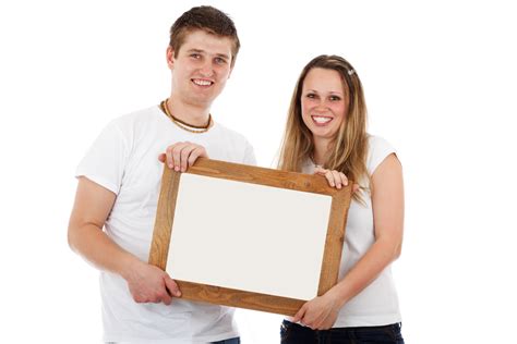 Couple With Blank Frame Free Stock Photo Public Domain Pictures