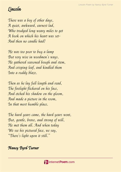 Lincoln Poem By Nancy Byrd Turner