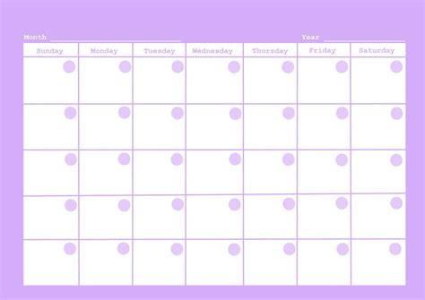 Printable Purple Fillable Calendar Bundle 1 Sunday Start Of Etsy